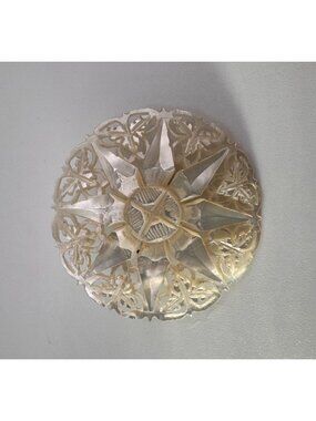 Vintage Carved Mother of Pearl Brooch Filigree Star Design 1.75” Pin